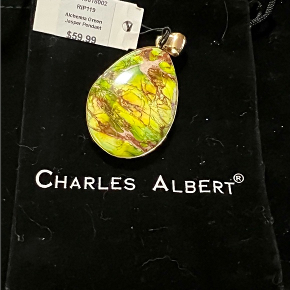 Alchemia Green Color-Enhanced Jasper Pendant - Picture 3 of 3